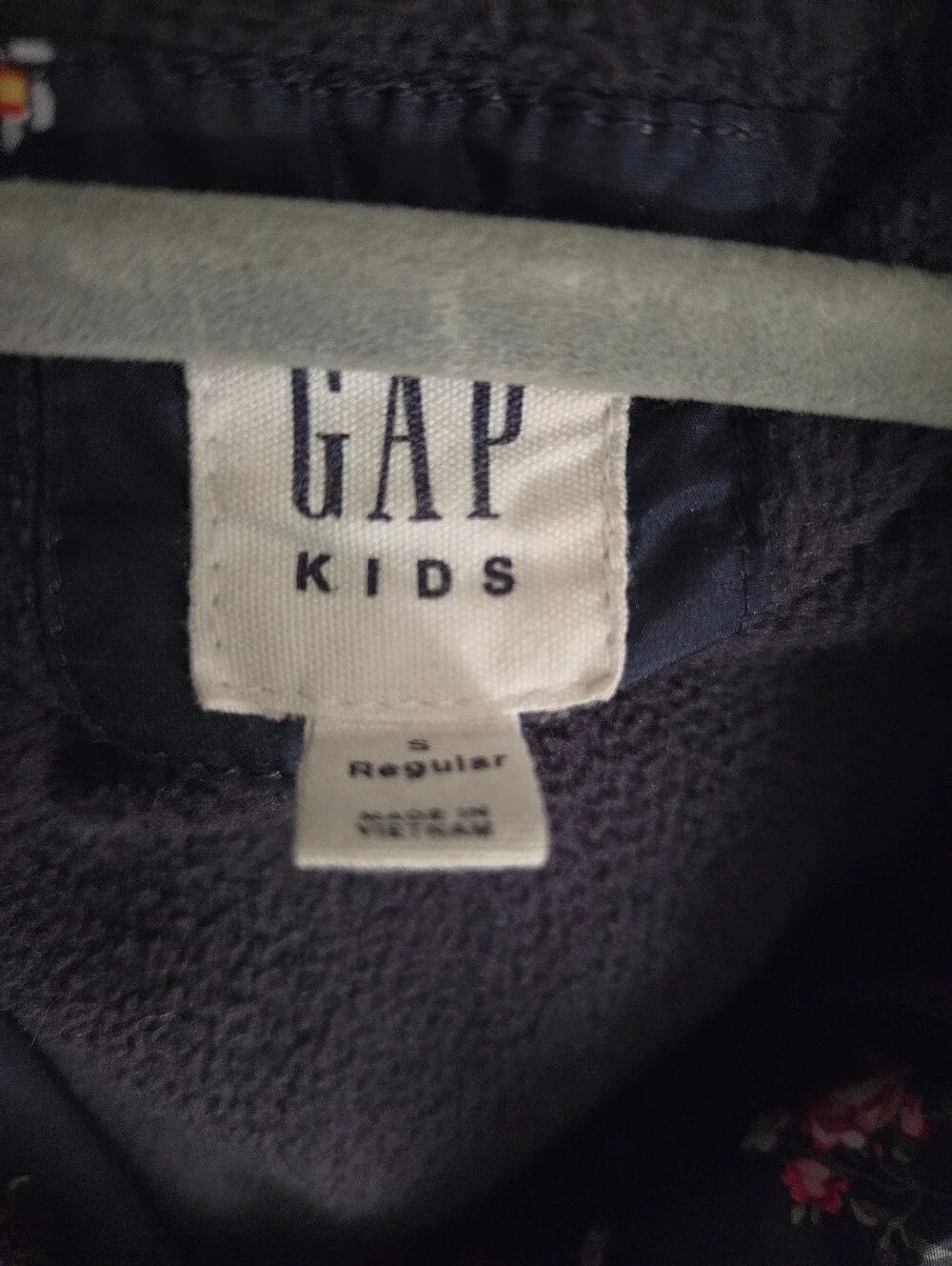 Gap Kids Girls Navy Floral Puffer Coat with Faux Fur Hood Small